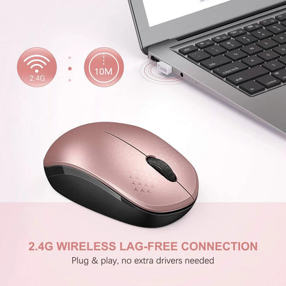 seenda Wireless Mouse, 2.4G Noiseless Mouse with USB Receiver - Portable Computer Mice for PC, Tablet, Laptop with Windows System - Mint Green
