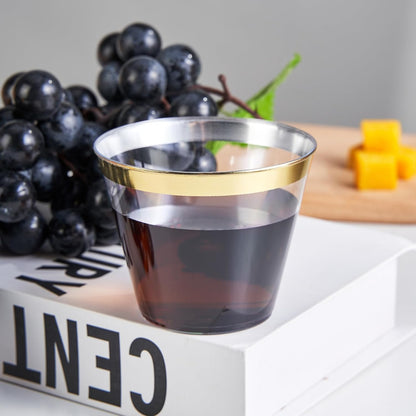 RACETOP 200 Pack 9 oz Clear Plastic Cups for Party, Disposable Clear Cup, Disposable Cups, Wine Glasses Cups, Plastic Cocktail Glasses