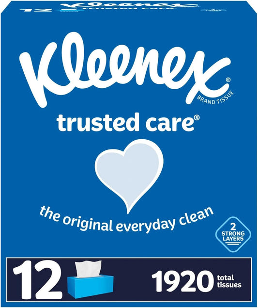 Kleenex Trusted Care Facial Tissues, 8 Flat Boxes, 200 Tissues per Box, 2-Ply, Packaging May Vary