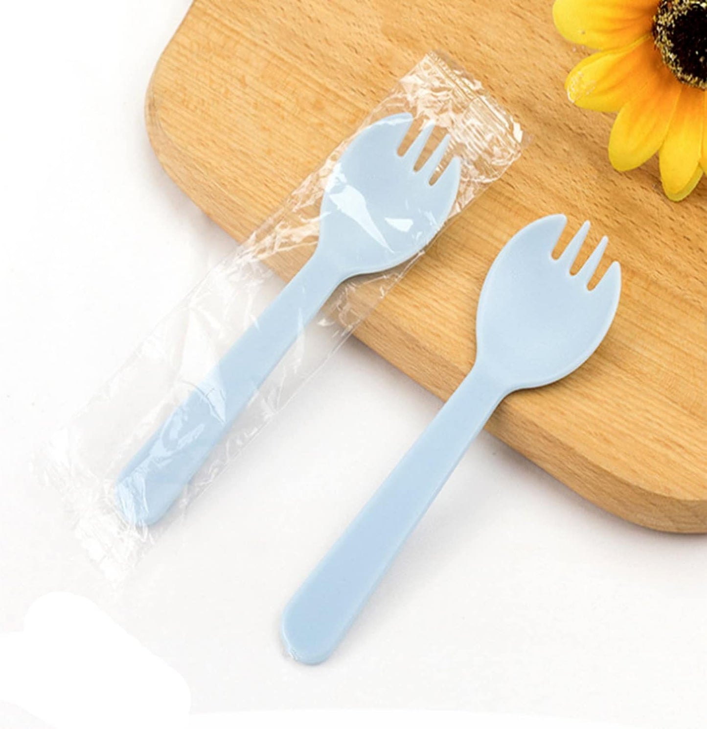 100PCS Disposable Sporks, Individually Wrappe Eco-Friendly Durable Plastic Spork, 2 in 1 Forks and Spoons Great for School Lunch, Picnics or Restaurant and Party Supply (Black)