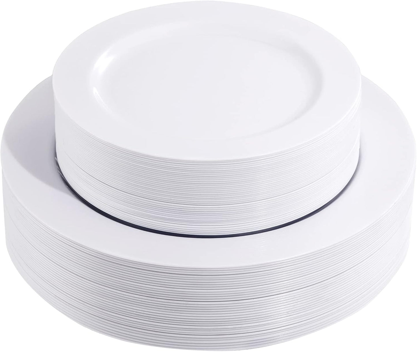 FLOWERCAT 60PCS White Plastic Plates - Heavy Duty White Disposable Plates for Easter Party/Wedding -serve for 30 guests Include 30PCS 10.25" & 30PCS 7.5" Plates for Party