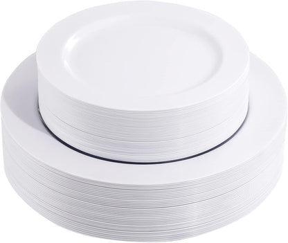 FLOWERCAT 60PCS White Plastic Plates - Heavy Duty White Disposable Plates for Easter Party/Wedding -serve for 30 guests Include 30PCS 10.25" & 30PCS 7.5" Plates for Party