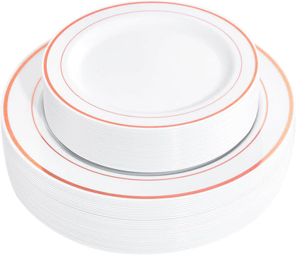 FLOWERCAT 60PCS White Plastic Plates - Heavy Duty White Disposable Plates for Easter Party/Wedding -serve for 30 guests Include 30PCS 10.25" & 30PCS 7.5" Plates for Party