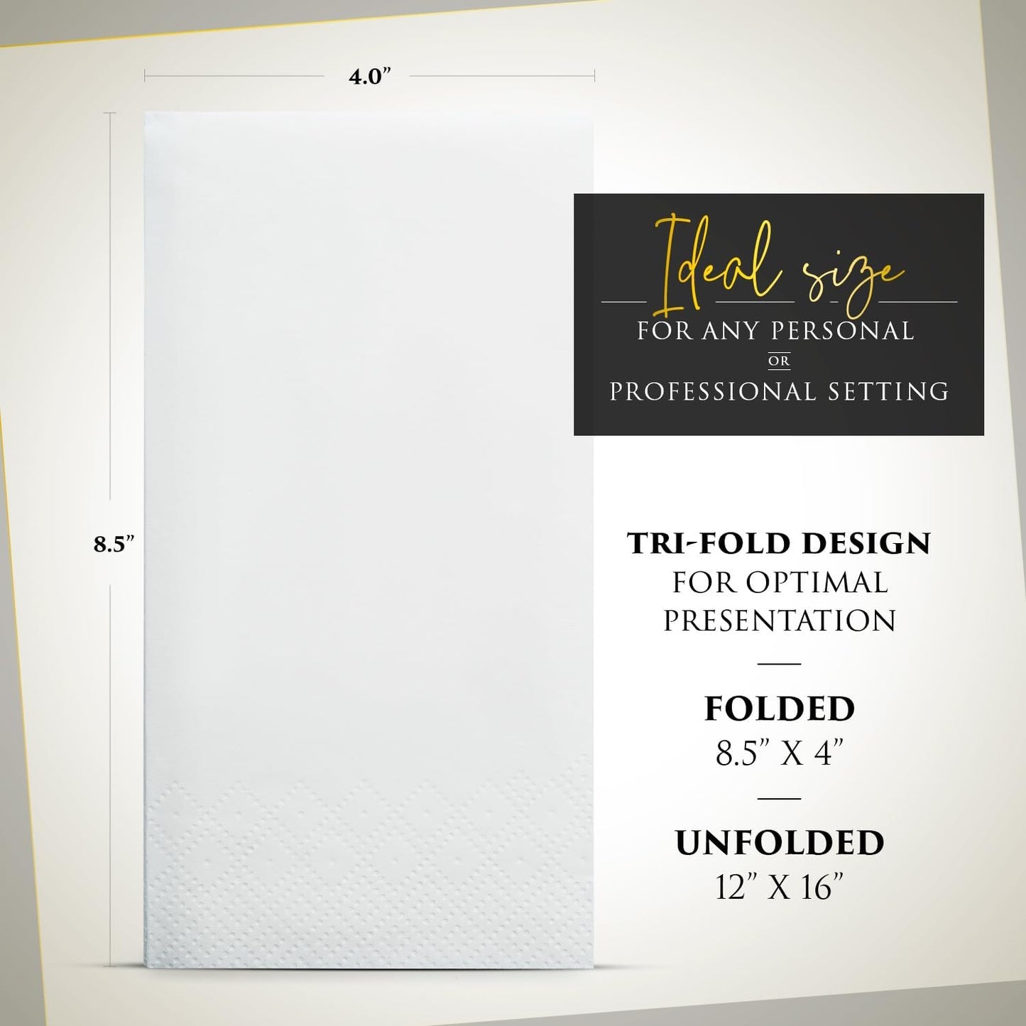 Linen Feel Disposable Napkins, Hand Towels for Bathroom, Weddings, Parties and Dinners, White, 50 Pack