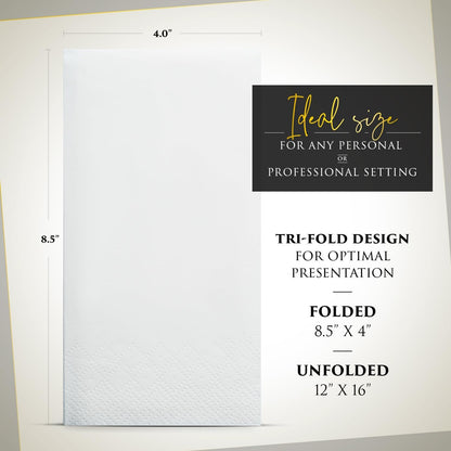 Linen Feel Disposable Napkins, Hand Towels for Bathroom, Weddings, Parties and Dinners, White, 50 Pack