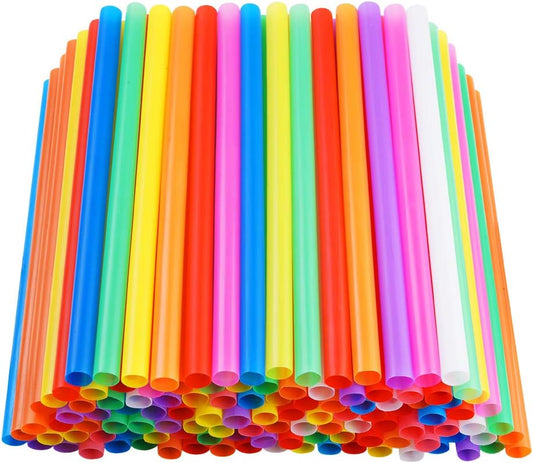 200 PCS Jumbo Smoothie Straws,Colorful Disposable Plastic Large Wide-mouthed Milkshake Straw (0.43" Diameter and 8.2" long) 8 colors mixed