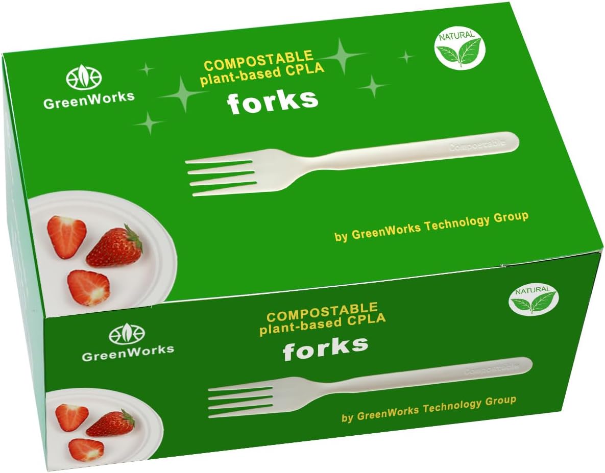 GreenWorks Heavy-duty Compostable Spoons,BPI Certified,100 Count Large Disposable Cutlery Spoons