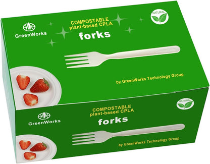 GreenWorks Heavy-duty Compostable Spoons,BPI Certified,100 Count Large Disposable Cutlery Spoons