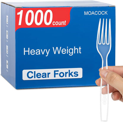 500 Count Clear Disposable Plastic Forks, Heavy Weight Disposable Forks Plastic Utensils for Parties, Picnics, Big Event, Daily Use