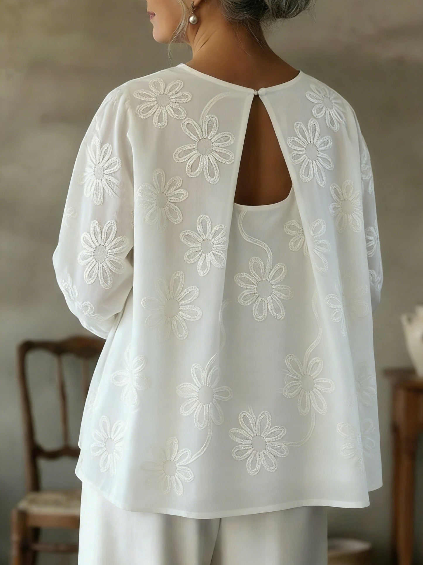 🔥Summer Arrivals🌟Romantic Floral Embroidered Cutout Design Blouse Shirt