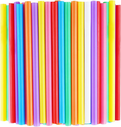 200 PCS Jumbo Smoothie Straws,Colorful Disposable Plastic Large Wide-mouthed Milkshake Straw (0.43" Diameter and 8.2" long) 8 colors mixed