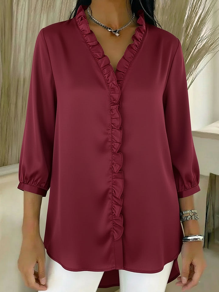 🔥Summer Arrivals🌟Elegant Ruffled Collar Satin Blouse