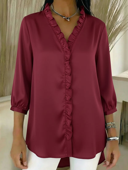🔥Summer Arrivals🌟Elegant Ruffled Collar Satin Blouse