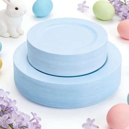 FLOWERCAT 60PCS White Plastic Plates - Heavy Duty White Disposable Plates for Easter Party/Wedding -serve for 30 guests Include 30PCS 10.25" & 30PCS 7.5" Plates for Party
