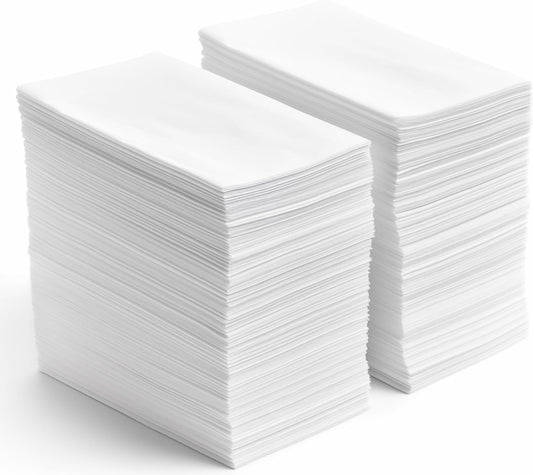 Linen Feel Disposable Napkins, Hand Towels for Bathroom, Weddings, Parties and Dinners, White, 50 Pack