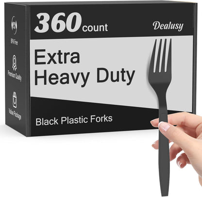 360 Count Extra Heavy Duty Clear Plastic Forks Disposable, BPA-Free, Heat Resistant, Solid and Durable Disposable Forks Bulk, Premium Plastic Forks heavy duty for Party Supply
