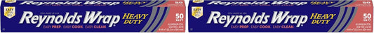 Reynolds Wrap Heavy Duty Aluminum Foil Roll, Thick Heavy Duty Foil for Added Strength and Durability, Secure Easy Open and Close Tab, 12 Inches Wide, 50 Sq. Ft.