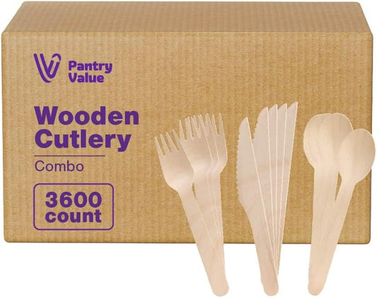 Pantry Value [100 Count] Wooden Spoons Disposable, Splinter-free Biodegradable Spoons, Eco-friendly, Compostable Utensils for Outdoors, Parties, and events