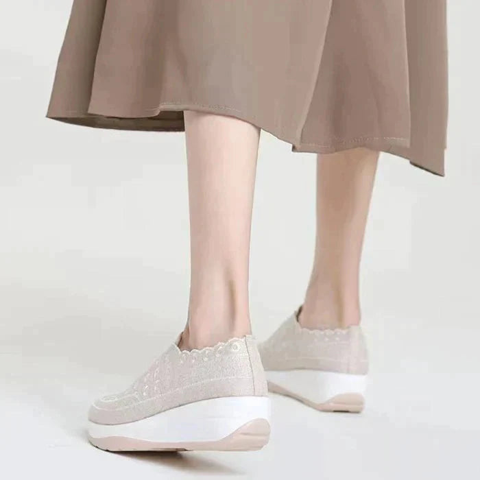 Women Shoes Comfy Elastic Mesh Round Toe Slip On