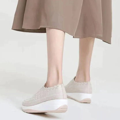 Women Shoes Comfy Elastic Mesh Round Toe Slip On