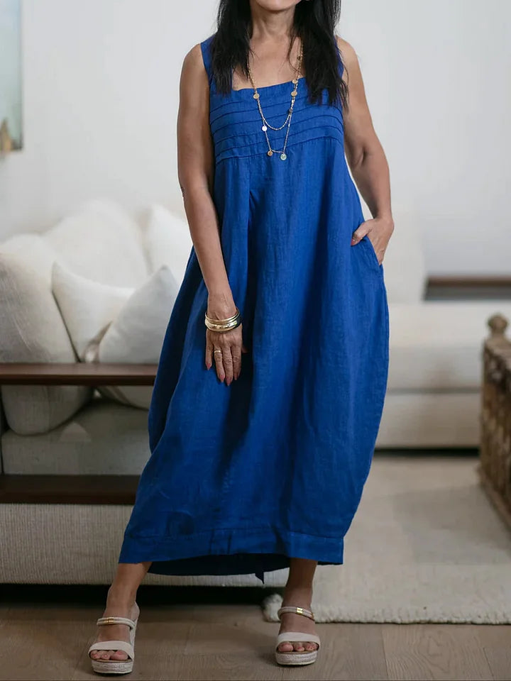 🔥Summer Arrivals🌟Women's New Spring Collection Square-neck Sleeveless Casual Loose Cotton And Linen Sundress