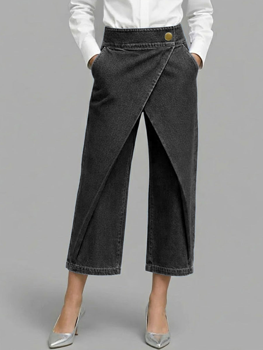 🔥Summer Arrivals🌟Women's High-waisted Loose-fitting Cropped Wide-leg Jeans