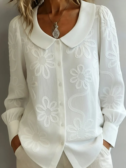 🔥Summer Arrivals🌟Vintage Peter Pan Collar Embroidered Floral Shirt