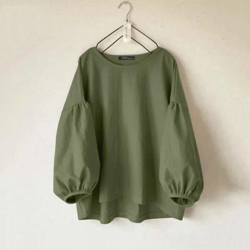 🔥Summer Arrivals🌟Women's casual round neck long sleeve loose retro shirt