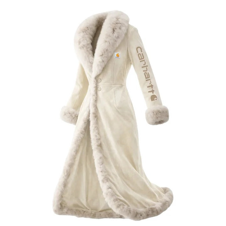 🔥𝗖𝗹𝗲𝗮𝗿𝗮𝗻𝗰𝗲 𝗦𝗮𝗹𝗲🌟Luxurious Faux Fur Trimmed Long Coat with Elegant Design