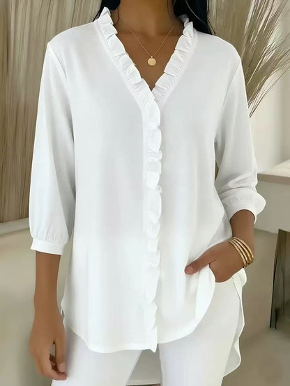 🔥Summer Arrivals🌟Elegant Ruffled Collar Satin Blouse