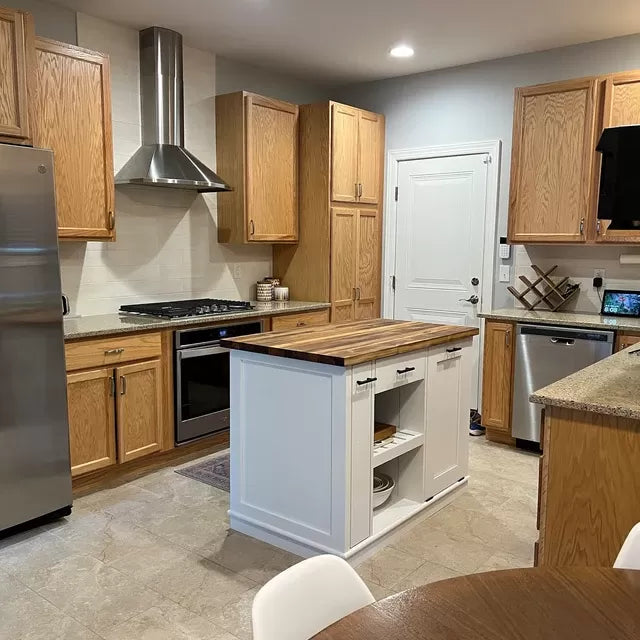 Kitchen Island, Butcher Block Kitchen Island w/Option for Seating, Food Prep, Spice Rack "Berdel"🔥Free Shipping🔥