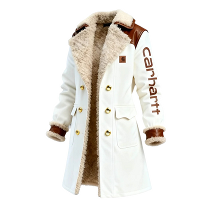 🔥𝗖𝗹𝗲𝗮𝗿𝗮𝗻𝗰𝗲 𝗦𝗮𝗹𝗲🌟Women's Vintage White Leather Contrast Fleece Faux Fur Lining Coat-Burgundy