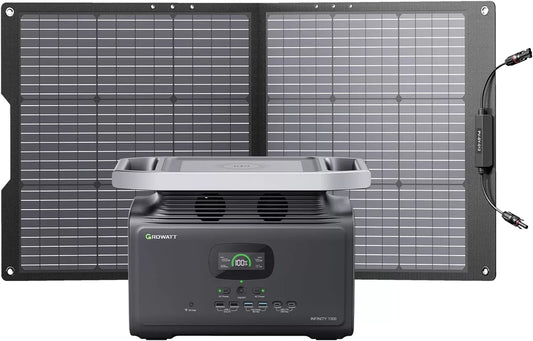 GROWATT Portable Power Station Solar Generator: Infinity 1300 Power Station with 1382Wh Lifepo4 Battery 1800W AC Output, 1.8H Full Charge Generators for Camping, Home, Emergency Backup,Power Outages