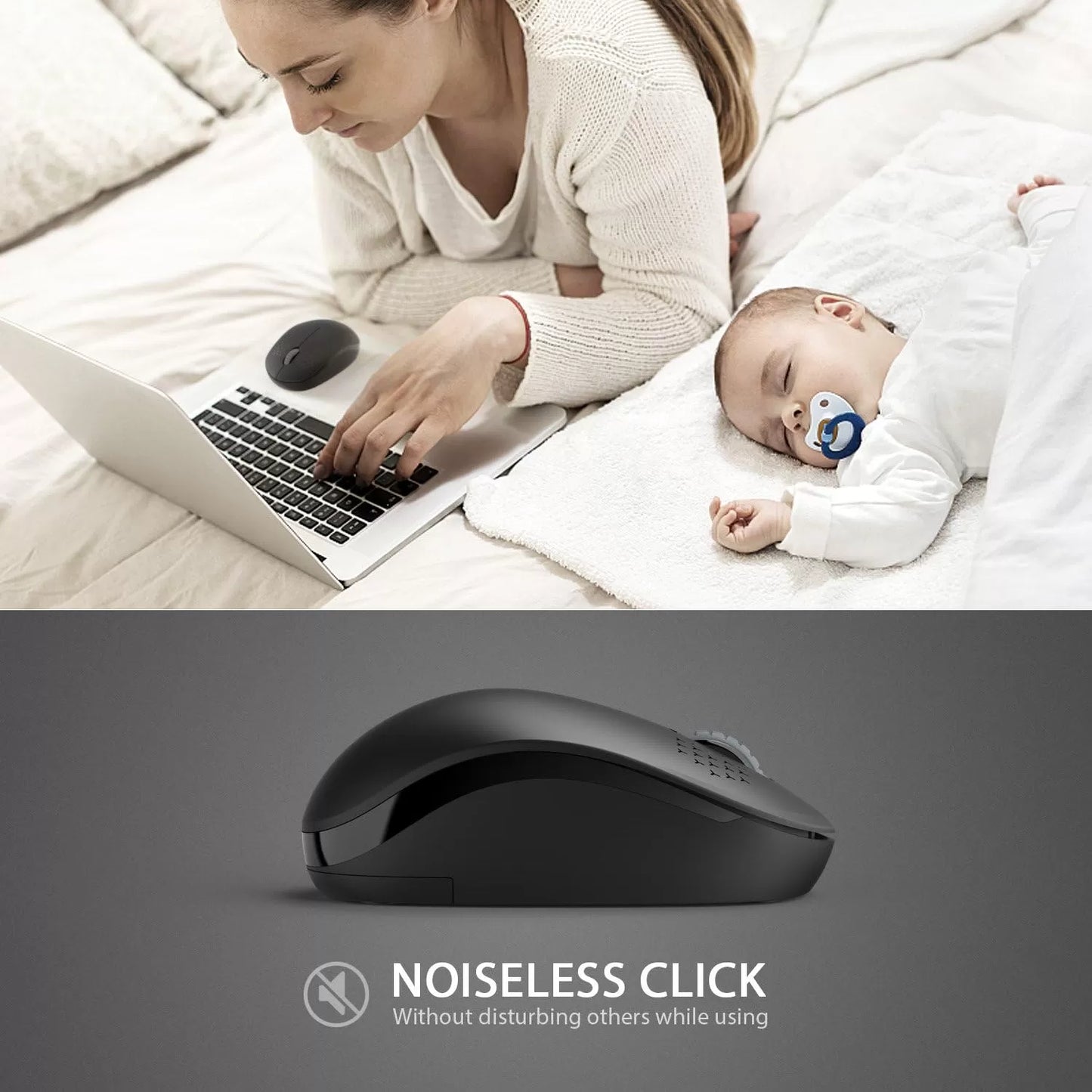 seenda Wireless Mouse, 2.4G Noiseless Mouse with USB Receiver - Portable Computer Mice for PC, Tablet, Laptop with Windows System - Mint Green