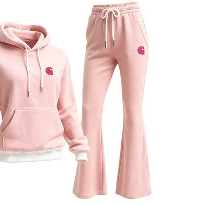 🔥𝗖𝗹𝗲𝗮𝗿𝗮𝗻𝗰𝗲 𝗦𝗮𝗹𝗲🌟Pink Fleece Hoodie and Flare Sweatpants Set
