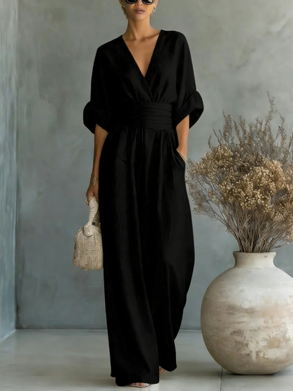 🔥Summer Arrivals🌟Elegant Vacation Casual Fashion V-neck Waist Jumpsuit