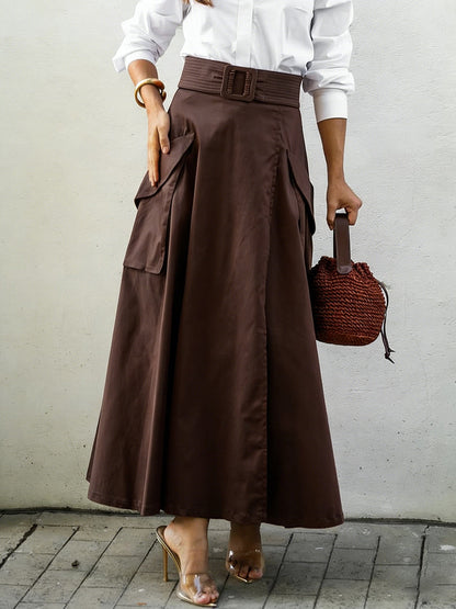 🔥Summer Arrivals🌟Comfortable Pocket Linen And Cotton A-line Skirt