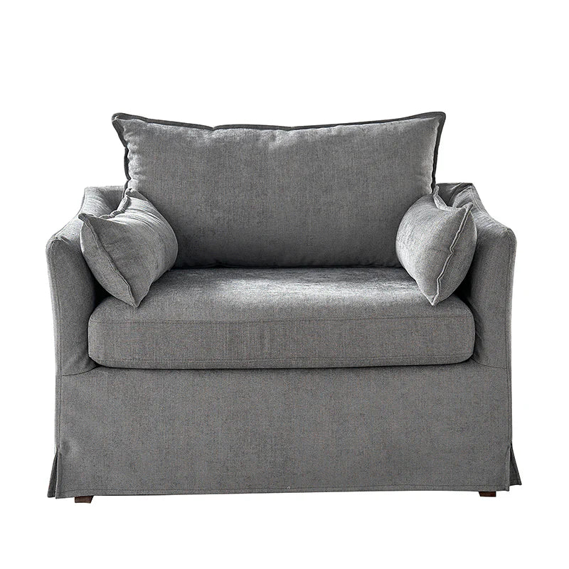 Miles Slipcovered Armchair with Large Ottoman