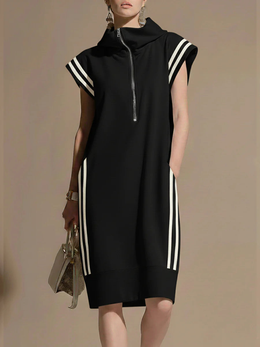 🔥Summer Arrivals🌟Women's Casual Patchwork Striped Hooded Dress