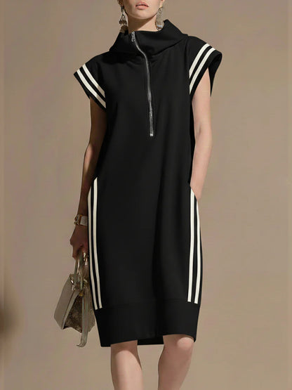 🔥Summer Arrivals🌟Women's Casual Patchwork Striped Hooded Dress