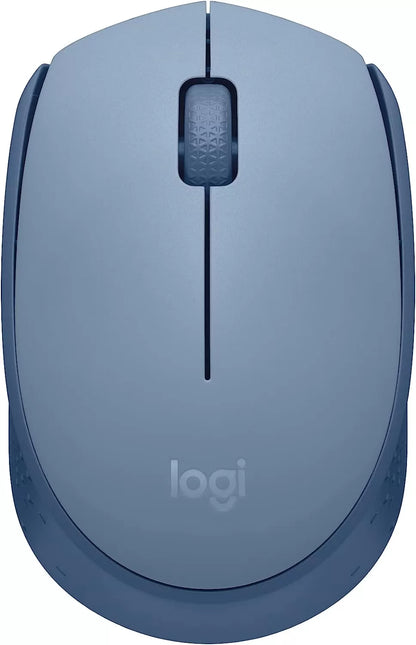 Logitech M170 Wireless Mouse for PC, Mac, Laptop, 2.4 GHz with USB Mini Receiver, Optical Tracking, 12-Months Battery Life, Ambidextrous - Blue Grey