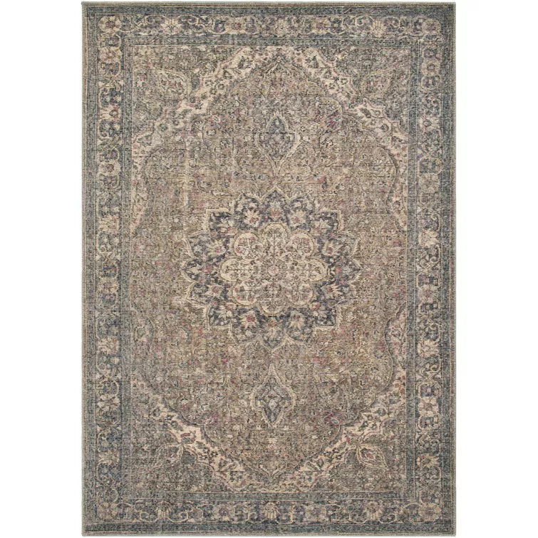 Bria Machine Washable Oriental Dusty Sage/Olive Area Rug