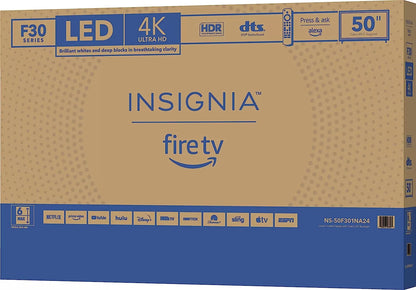 INSIGNIA All-New 50-inch Class F30 Series LED 4K UHD Smart Fire TV (NS-50F301NA24, 2023 Model)