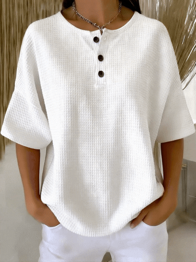 🔥Summer Arrivals🌟Casual Waffle Henry Collar Sweatshirt