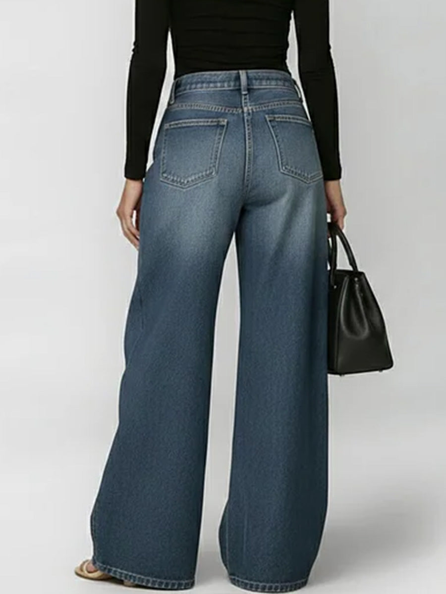 🔥Summer Arrivals🌟Women's New High-waisted Casual Loose Wide-leg Jeans