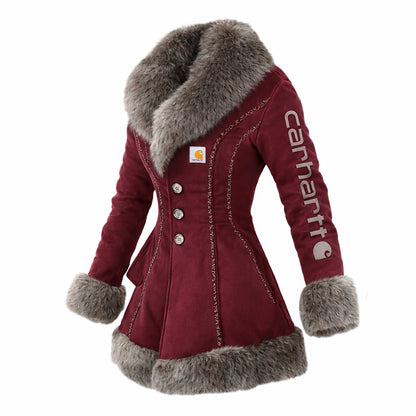 🔥𝗖𝗹𝗲𝗮𝗿𝗮𝗻𝗰𝗲 𝗦𝗮𝗹𝗲🌟Women's Retro Mid-Length Fur Collar A-Line Coat