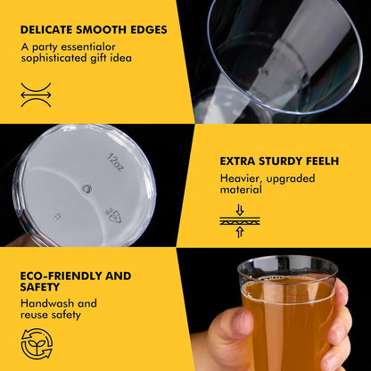 RACETOP 200 Pack 9 oz Clear Plastic Cups for Party, Disposable Clear Cup, Disposable Cups, Wine Glasses Cups, Plastic Cocktail Glasses