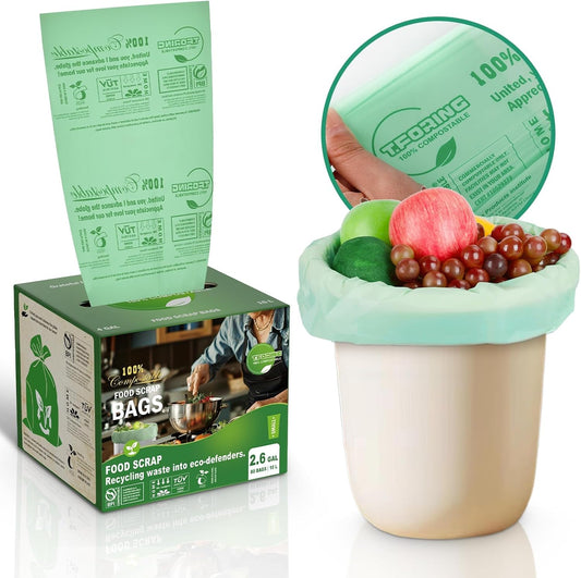 1.2 Gallon Compost Bags, 4.5 Liter, 0.8 Mil,80 Count Compostable Trash Bags, Small Kitchen Food Scrap Waste Bags, ASTM D6400, US BPI, CMA and Europe OK compost HOME Certified