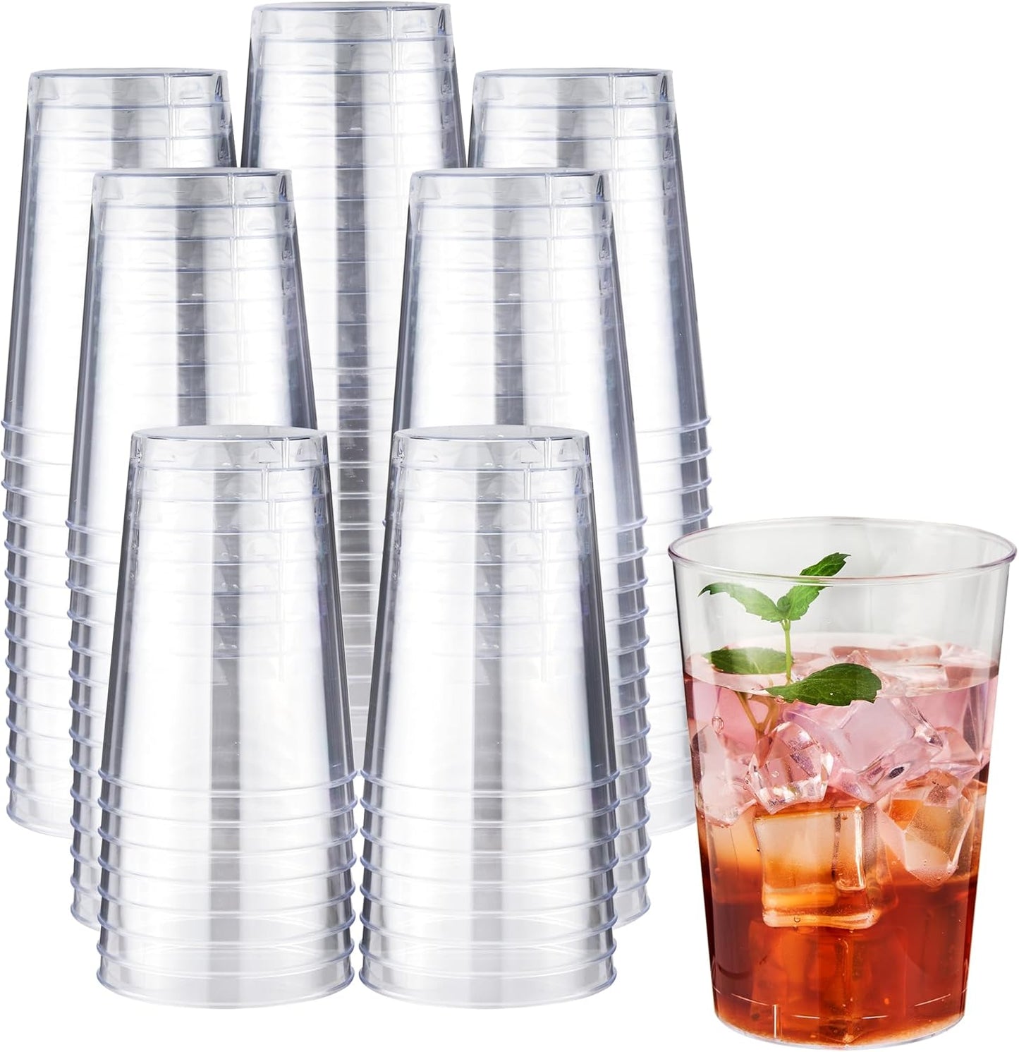 RACETOP 200 Pack 9 oz Clear Plastic Cups for Party, Disposable Clear Cup, Disposable Cups, Wine Glasses Cups, Plastic Cocktail Glasses