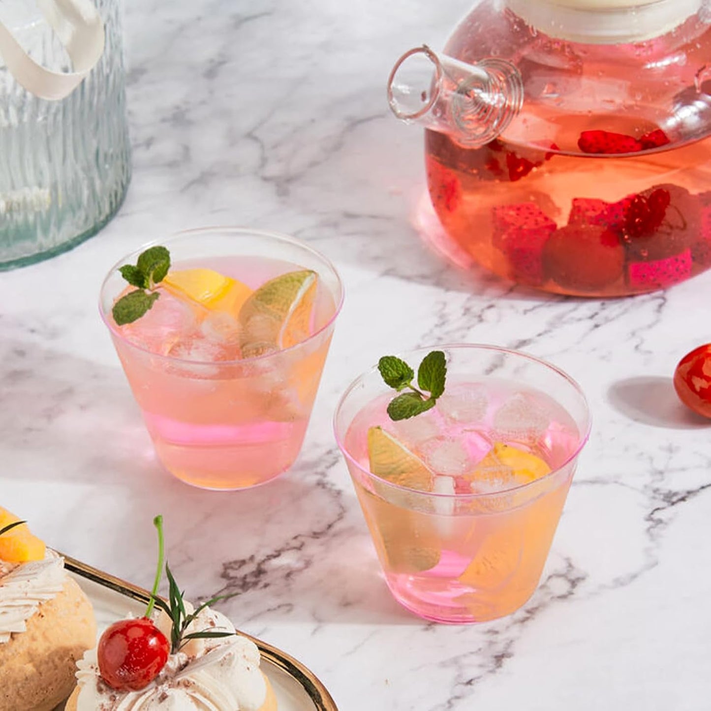 RACETOP 200 Pack 9 oz Clear Plastic Cups for Party, Disposable Clear Cup, Disposable Cups, Wine Glasses Cups, Plastic Cocktail Glasses